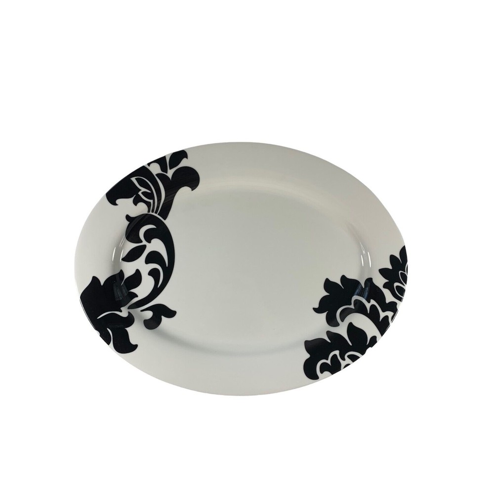 Martha Stewart Floral Lisbon Black/White ~Large Oval Serving Platter~Plate